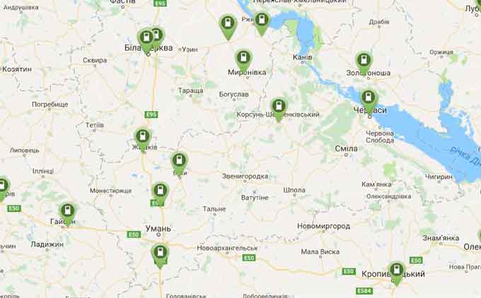 Карта електричних заправок України